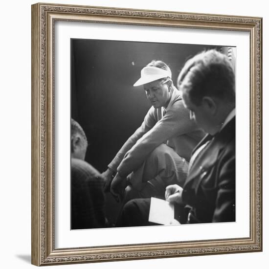 Golfer Byron Nelson Talking to Sportswriters in the Locker Room-Gabriel Benzur-Framed Premium Photographic Print