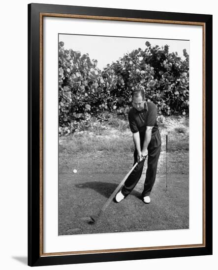 Golfer Claude Harmon Leading with Left Hip as He Hits Ball-J^ R^ Eyerman-Framed Premium Photographic Print