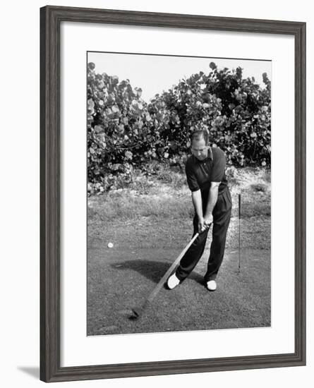 Golfer Claude Harmon Leading with Left Hip as He Hits Ball-J^ R^ Eyerman-Framed Premium Photographic Print