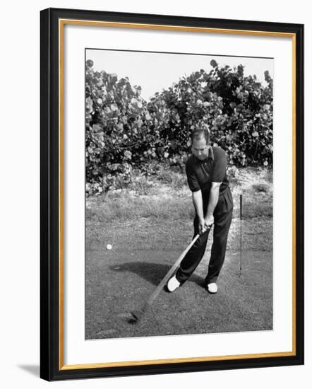 Golfer Claude Harmon Leading with Left Hip as He Hits Ball-J^ R^ Eyerman-Framed Premium Photographic Print