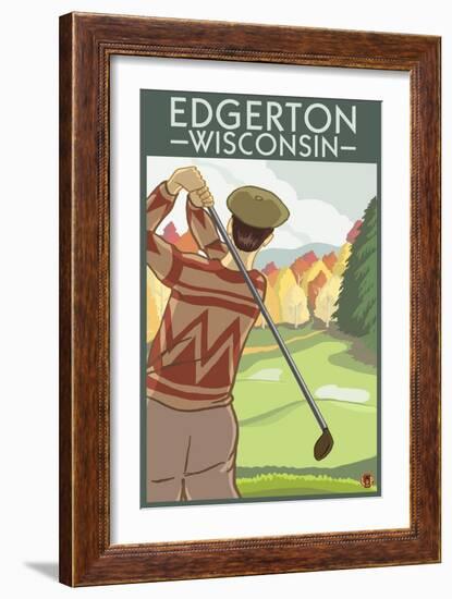 Golfer - Edgerton, Wisconsin-Lantern Press-Framed Art Print