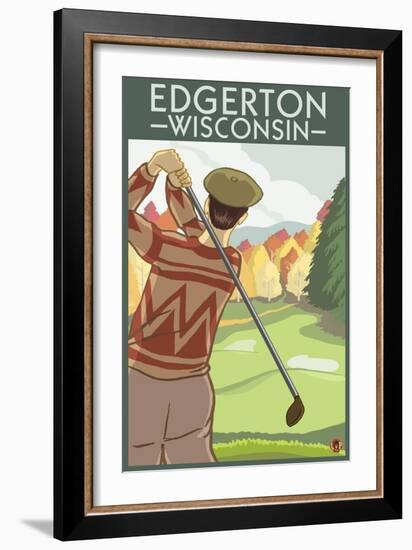 Golfer - Edgerton, Wisconsin-Lantern Press-Framed Art Print