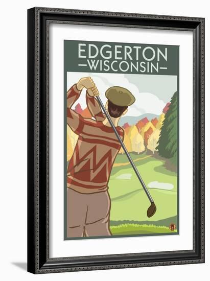 Golfer - Edgerton, Wisconsin-Lantern Press-Framed Art Print