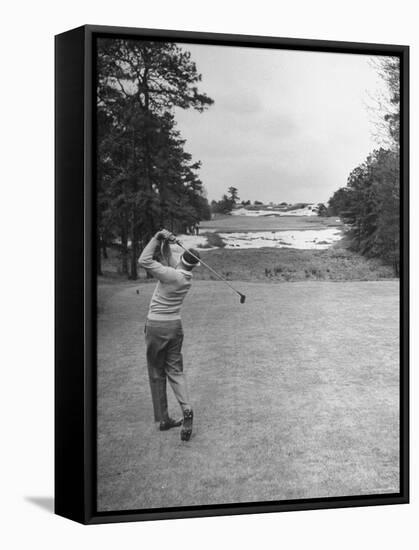 Golfer Herman Keiser Hitting Drive on 367 Yard Second Hole During Masters Golf Tournament-Al Fenn-Framed Premier Image Canvas
