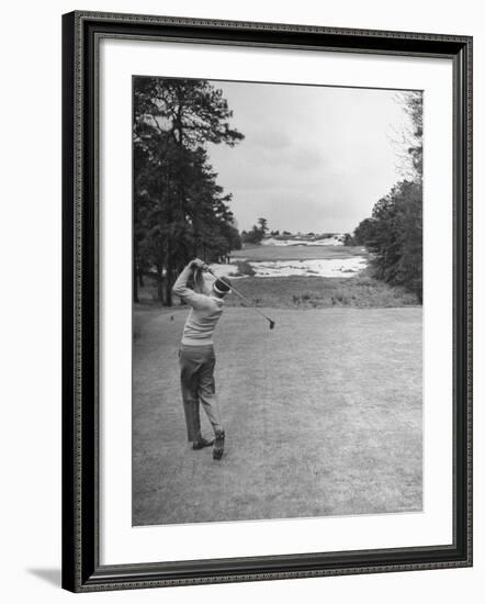 Golfer Herman Keiser Hitting Drive on 367 Yard Second Hole During Masters Golf Tournament-Al Fenn-Framed Premium Photographic Print