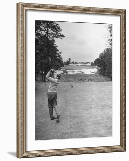 Golfer Herman Keiser Hitting Drive on 367 Yard Second Hole During Masters Golf Tournament-Al Fenn-Framed Premium Photographic Print