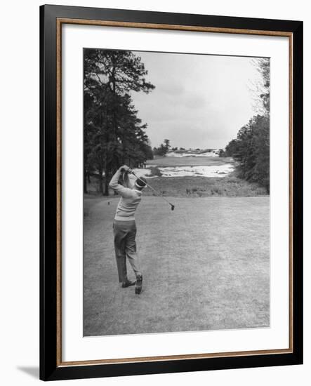 Golfer Herman Keiser Hitting Drive on 367 Yard Second Hole During Masters Golf Tournament-Al Fenn-Framed Premium Photographic Print