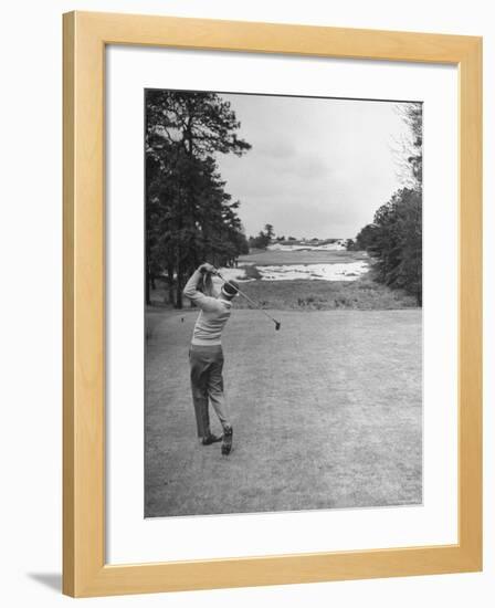 Golfer Herman Keiser Hitting Drive on 367 Yard Second Hole During Masters Golf Tournament-Al Fenn-Framed Premium Photographic Print