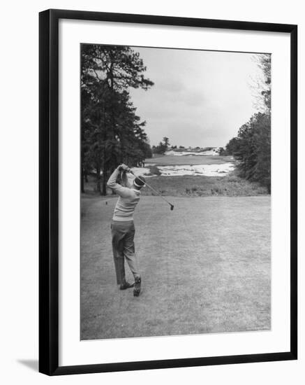 Golfer Herman Keiser Hitting Drive on 367 Yard Second Hole During Masters Golf Tournament-Al Fenn-Framed Premium Photographic Print