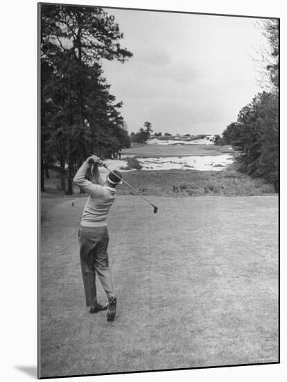 Golfer Herman Keiser Hitting Drive on 367 Yard Second Hole During Masters Golf Tournament-Al Fenn-Mounted Premium Photographic Print