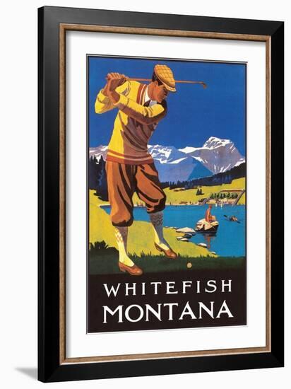 Golfer in Mountains, Whitefish, Montana-null-Framed Premium Giclee Print