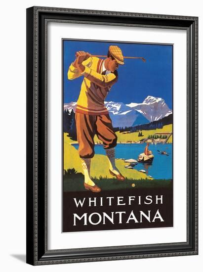 Golfer in Mountains, Whitefish, Montana-null-Framed Premium Giclee Print