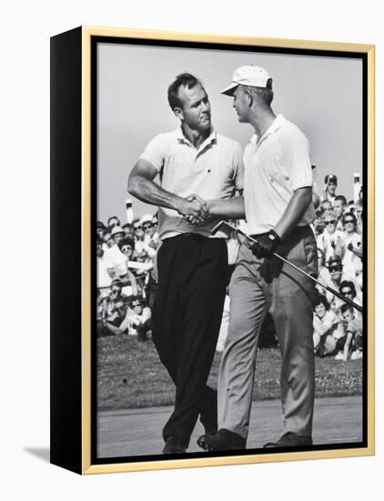 Golfer Jack Nicklaus and Arnold Palmer During National Open Tournament-John Dominis-Framed Premier Image Canvas