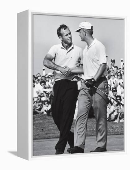 Golfer Jack Nicklaus and Arnold Palmer During National Open Tournament-John Dominis-Framed Premier Image Canvas