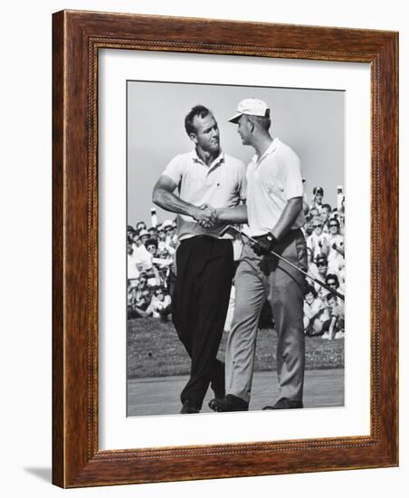 Golfer Jack Nicklaus and Arnold Palmer During National Open Tournament-John Dominis-Framed Premium Photographic Print