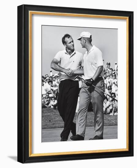 Golfer Jack Nicklaus and Arnold Palmer During National Open Tournament-John Dominis-Framed Premium Photographic Print