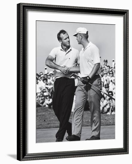 Golfer Jack Nicklaus and Arnold Palmer During National Open Tournament-John Dominis-Framed Premium Photographic Print