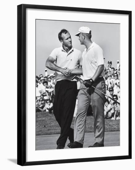 Golfer Jack Nicklaus and Arnold Palmer During National Open Tournament-John Dominis-Framed Premium Photographic Print