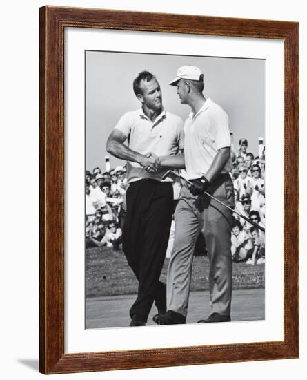 Golfer Jack Nicklaus and Arnold Palmer During National Open Tournament-John Dominis-Framed Premium Photographic Print