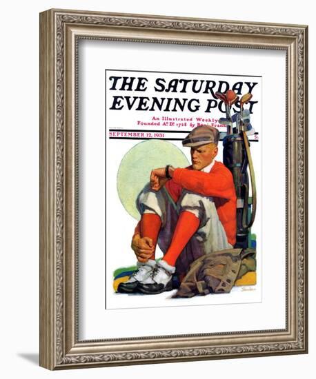 "Golfer Kept Waiting," Saturday Evening Post Cover, September 12, 1931-John E. Sheridan-Framed Giclee Print