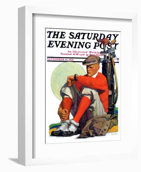 "Golfer Kept Waiting," Saturday Evening Post Cover, September 12, 1931-John E. Sheridan-Framed Giclee Print