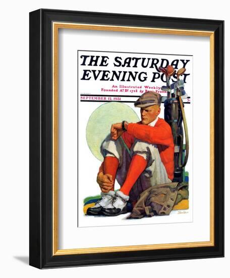 "Golfer Kept Waiting," Saturday Evening Post Cover, September 12, 1931-John E. Sheridan-Framed Giclee Print