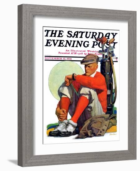 "Golfer Kept Waiting," Saturday Evening Post Cover, September 12, 1931-John E. Sheridan-Framed Giclee Print