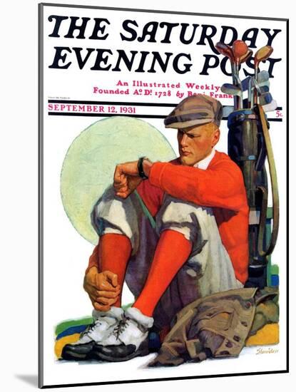 "Golfer Kept Waiting," Saturday Evening Post Cover, September 12, 1931-John E. Sheridan-Mounted Giclee Print
