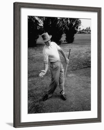 Golfer Sam Snead Demonstrating Sweep of Right Hand in Ben Hogan's Golf Stroke-J^ R^ Eyerman-Framed Premium Photographic Print