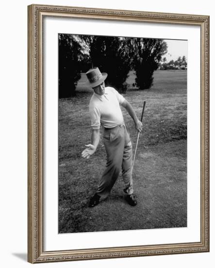 Golfer Sam Snead Demonstrating Sweep of Right Hand in Ben Hogan's Golf Stroke-J^ R^ Eyerman-Framed Premium Photographic Print