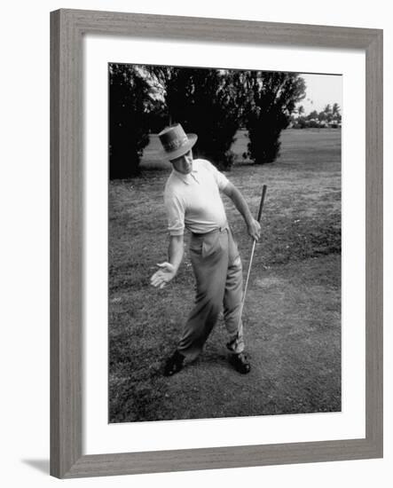 Golfer Sam Snead Demonstrating Sweep of Right Hand in Ben Hogan's Golf Stroke-J^ R^ Eyerman-Framed Premium Photographic Print