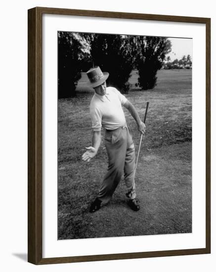 Golfer Sam Snead Demonstrating Sweep of Right Hand in Ben Hogan's Golf Stroke-J^ R^ Eyerman-Framed Premium Photographic Print