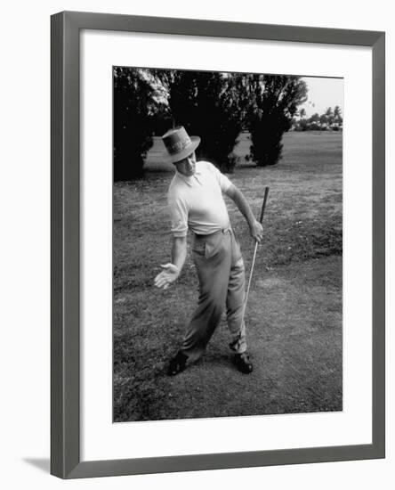 Golfer Sam Snead Demonstrating Sweep of Right Hand in Ben Hogan's Golf Stroke-J^ R^ Eyerman-Framed Premium Photographic Print