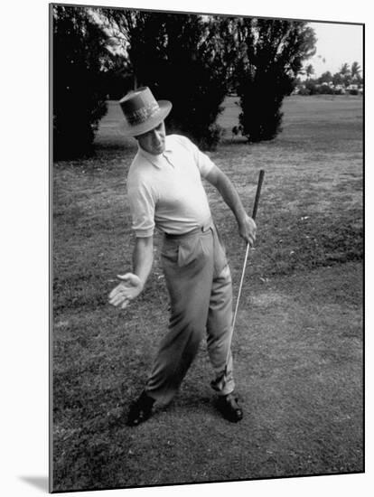 Golfer Sam Snead Demonstrating Sweep of Right Hand in Ben Hogan's Golf Stroke-J^ R^ Eyerman-Mounted Premium Photographic Print