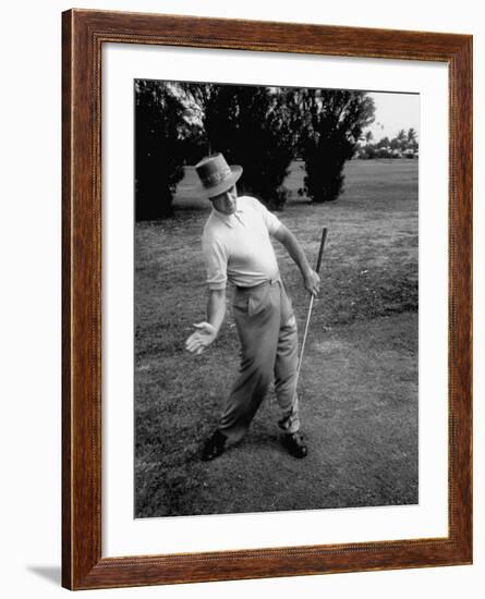 Golfer Sam Snead Demonstrating Sweep of Right Hand in Ben Hogan's Golf Stroke-J^ R^ Eyerman-Framed Premium Photographic Print