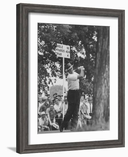 Golfer Sam Snead Hitting His Ball-null-Framed Premium Photographic Print