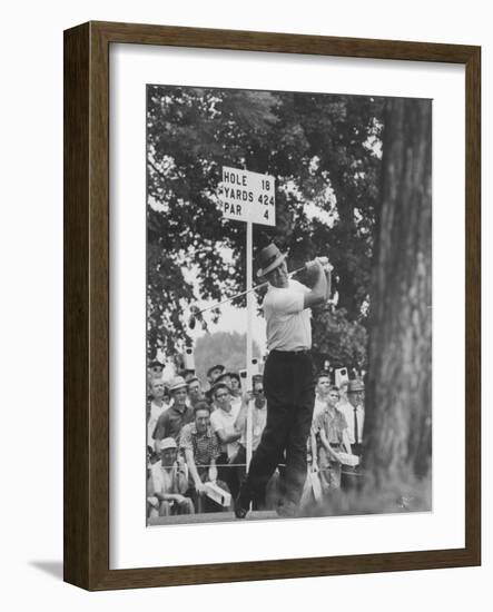 Golfer Sam Snead Hitting His Ball-null-Framed Premium Photographic Print