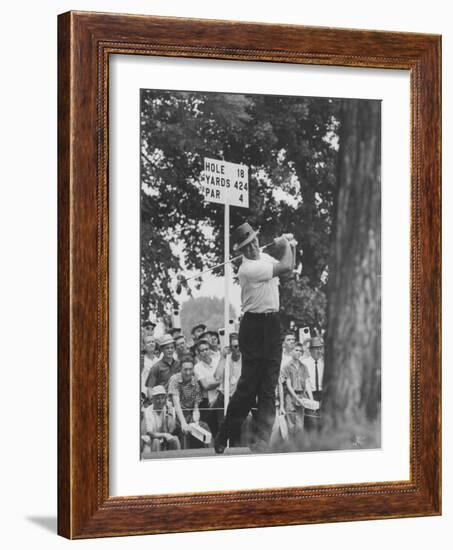 Golfer Sam Snead Hitting His Ball-null-Framed Premium Photographic Print