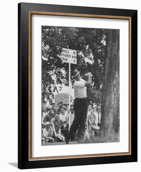 Golfer Sam Snead Hitting His Ball-null-Framed Premium Photographic Print