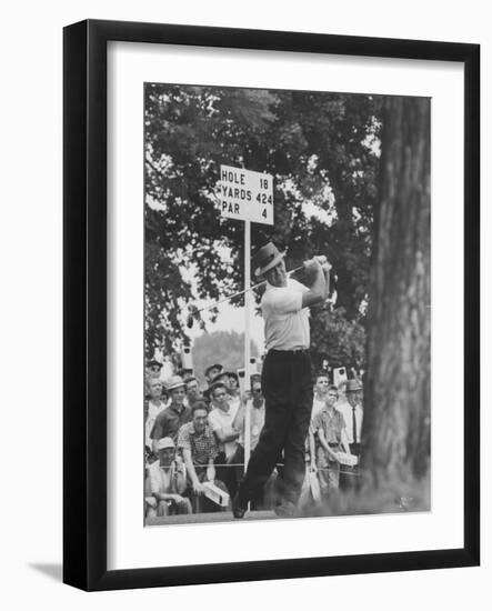 Golfer Sam Snead Hitting His Ball-null-Framed Premium Photographic Print