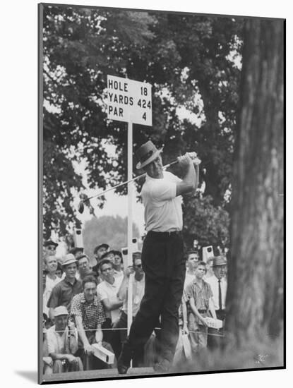 Golfer Sam Snead Hitting His Ball-null-Mounted Premium Photographic Print