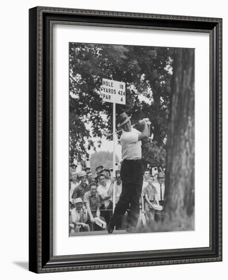 Golfer Sam Snead Hitting His Ball-null-Framed Premium Photographic Print