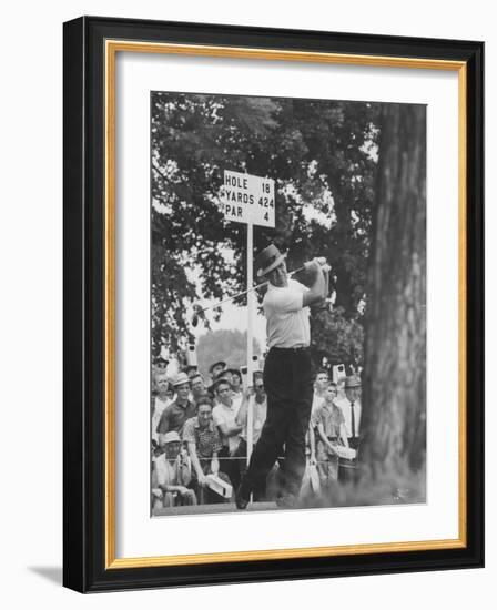 Golfer Sam Snead Hitting His Ball-null-Framed Premium Photographic Print