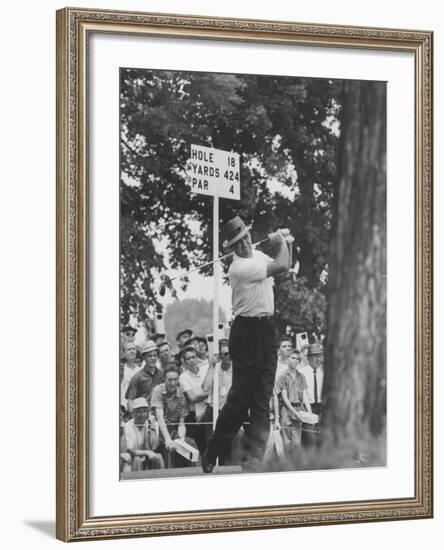 Golfer Sam Snead Hitting His Ball-null-Framed Premium Photographic Print