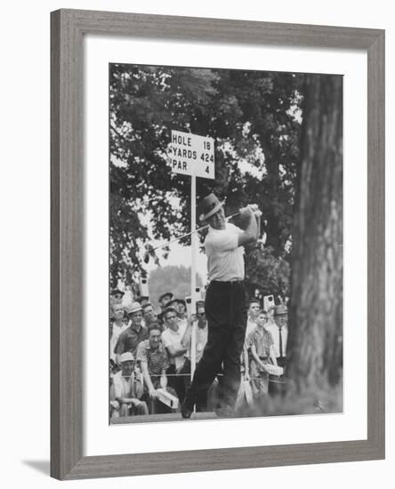 Golfer Sam Snead Hitting His Ball-null-Framed Premium Photographic Print