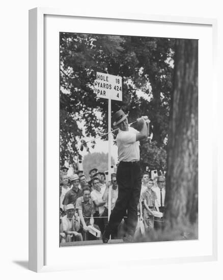 Golfer Sam Snead Hitting His Ball-null-Framed Premium Photographic Print