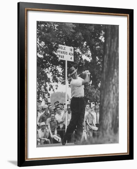 Golfer Sam Snead Hitting His Ball-null-Framed Premium Photographic Print