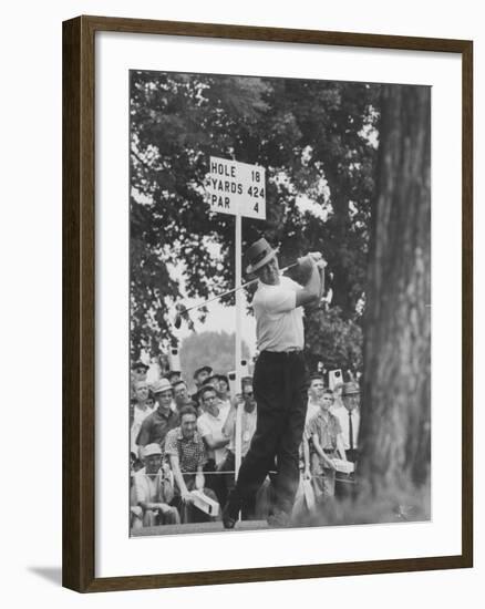 Golfer Sam Snead Hitting His Ball-null-Framed Premium Photographic Print