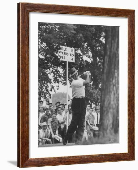 Golfer Sam Snead Hitting His Ball-null-Framed Premium Photographic Print