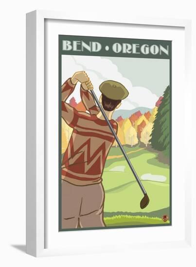 Golfer Scene, Bend, Oregon-Lantern Press-Framed Art Print